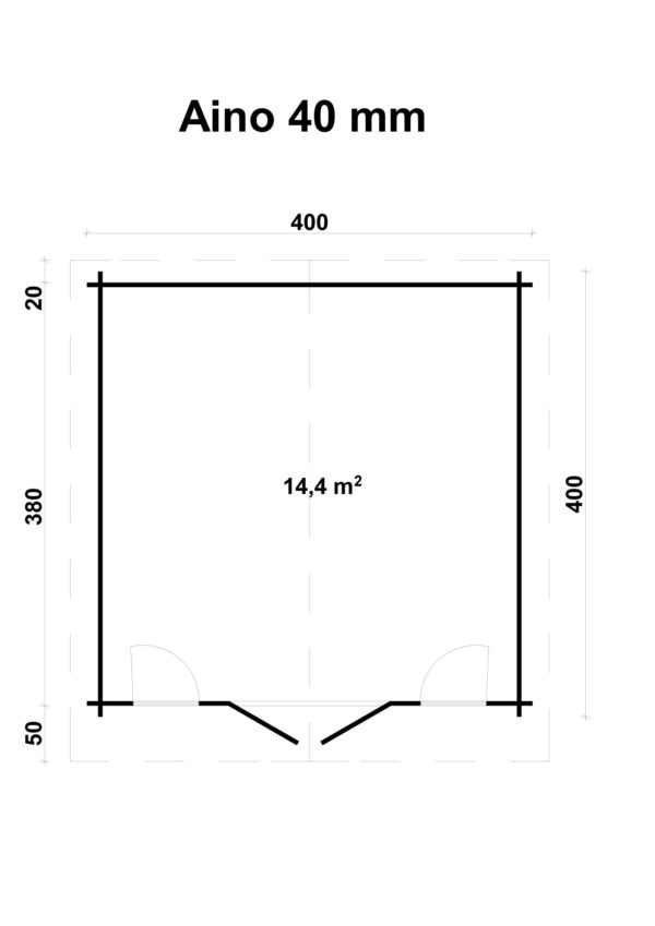 Aino40_400x400cm-plaan_jpg Pihamökki Aino, ovi ja ikkunat kaksinkertaisilla laseilla - Image 2