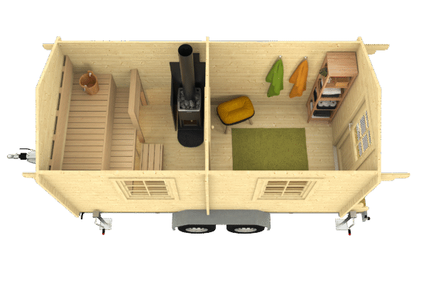 Pukuhuoneellinen kärrysauna Maxi - Image 2