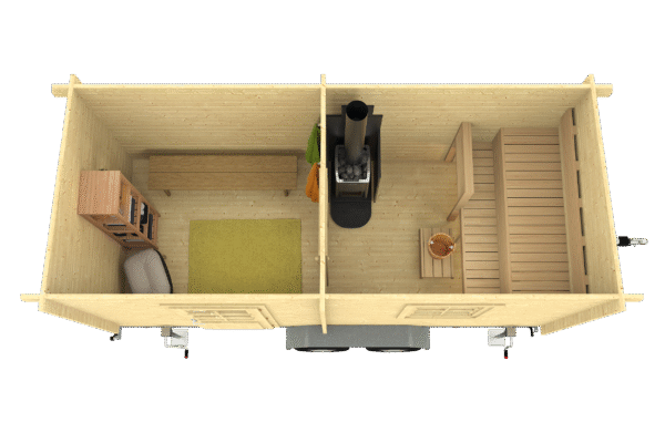 Pukuhuoneellinen kärrysauna Moderni - Image 3