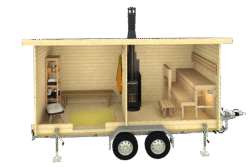 Pukuhuoneellinen kärrysauna Moderni - Image 2