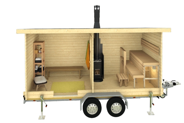 Pukuhuoneellinen kärrysauna Moderni - Image 2