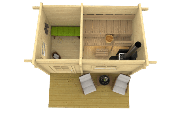 Pihasauna Moderni 12 pukuhuoneella ja etuterassilla - Image 2