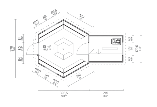 Filip_plaan-1 Kotasauna FILIP 9m² + sauna - Image 4