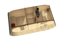 Ovaalisauna Lohja, 3 huonetta 500 x 235 cm - Image 3