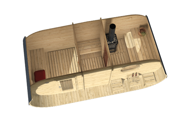 Ovaalisauna Lohja, 3 huonetta 500 x 235 cm - Image 3