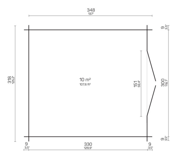 Daisy 10 plaan Hirsilato DAISY 10m2 rakomalli, vinot sivu- seinät - Image 3