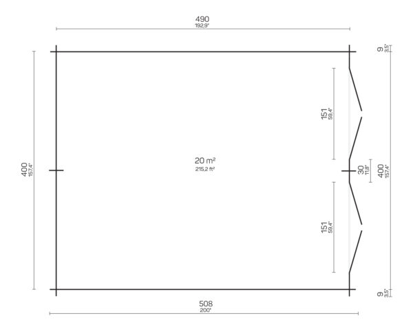 Hirsilato DAISY 20m2 rakomalli, vinot sivu- seinät - Image 3