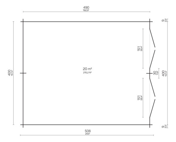 Hirsilato TOBIAS 20m2 rakomalli, suprat sivu- seinät - Image 3