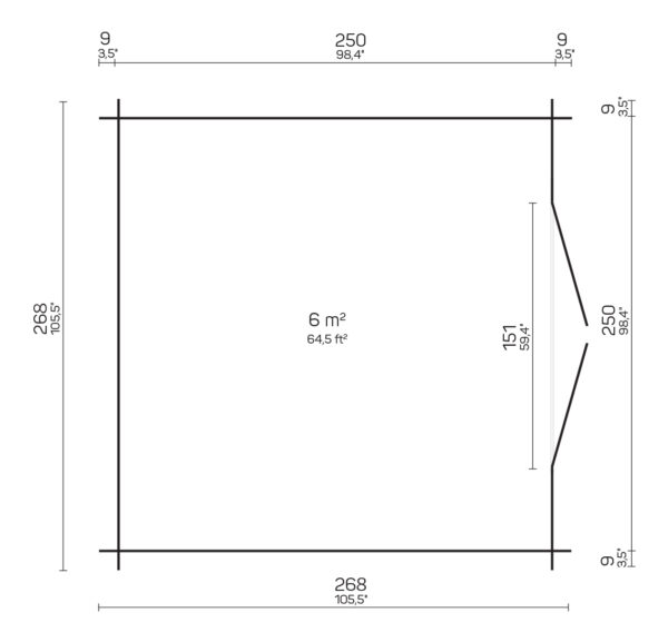 Hirsilato TOBIAS 6m2 rakomalli, suorat sivu- seinät - Image 3