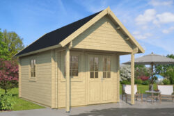 Makuuparvellinen pihamökki Bunkie, ovi ja ikkunat kaksinkertaisilla laseilla