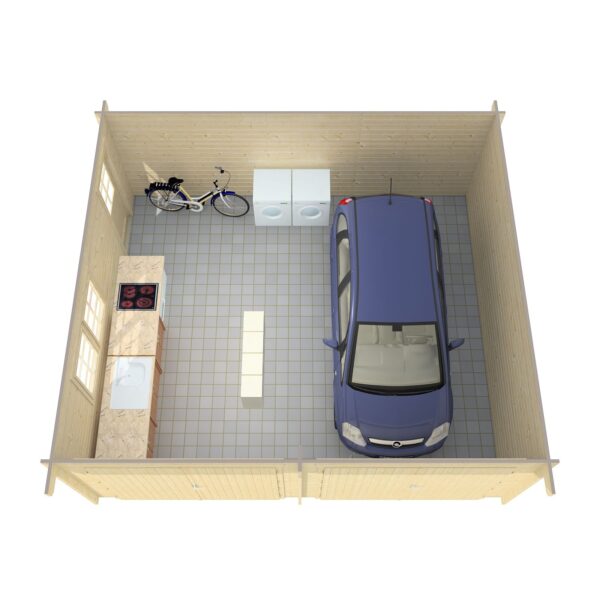 Garage_D_p-1 Autotalli D kahdelle autolle, ovi- ja ikkuna tuplalasilla - Image 2