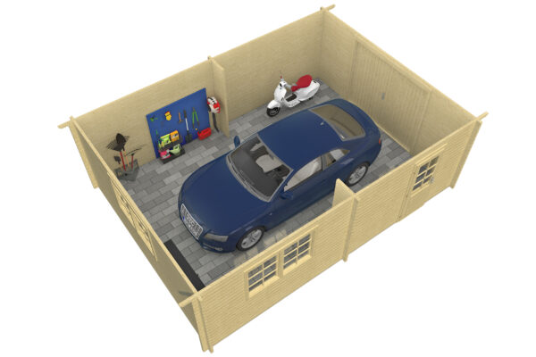 Garage_Somero_3dplan Autotalli Somero 70mm, ovi- ja ikkuna tuplalasilla - Image 3