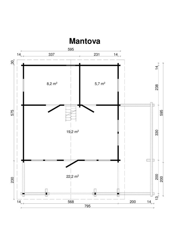 Makuuparvellinen höylähirsimökki Mantova 69 m2 - Image 3