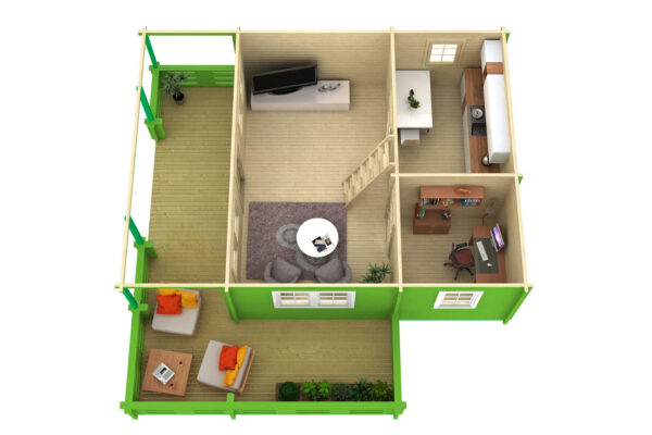 Makuuparvellinen höylähirsimökki Mantova 69 m2 - Image 2