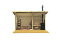 Valmissauna Moderni 15 pukuhuoneella ja etuterassilla - Image 3