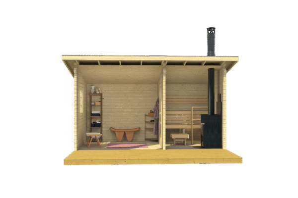 Valmissauna Moderni 15 pukuhuoneella ja etuterassilla - Image 3