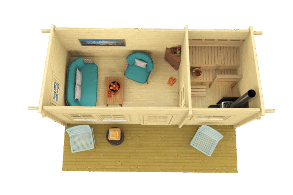 Valmissauna Moderni 19 pukuhuoneella ja etuterassilla - Image 2