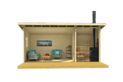 Valmissauna Moderni 19 pukuhuoneella ja etuterassilla - Image 3