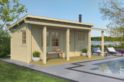 Pihasauna Moderni 26 pukuhuoneella ja etuterassilla