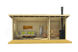 Pihasauna Moderni 26 pukuhuoneella ja etuterassilla - Image 3