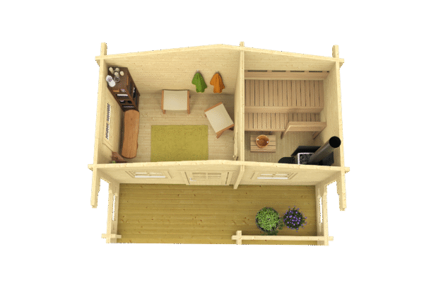 Valmissauna Piha-Tuuri 15 pukuhuoneella ja etuterassilla - Image 2