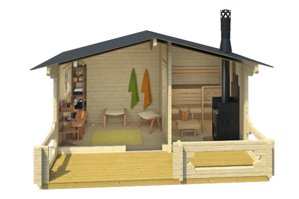 Valmissauna Piha-Tuuri 15 pukuhuoneella ja etuterassilla - Image 3