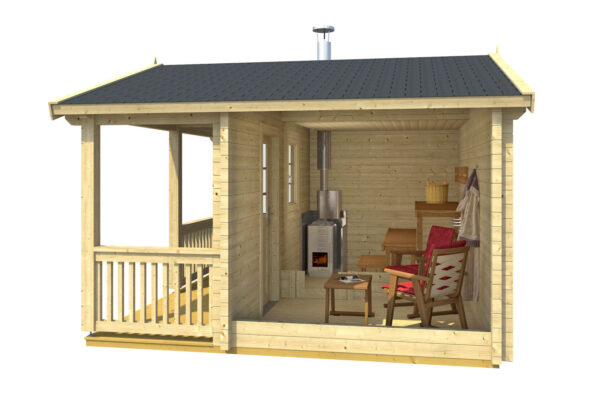 Sauna-Kalevi_loige Pihasauna Kalevi pukuhuoneella ja etuterassilla - Image 3