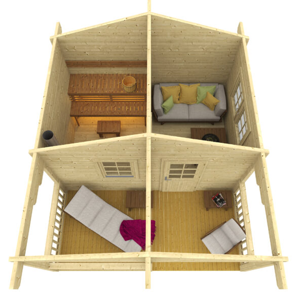 Pihasauna Tervo pukuhuoneella ja etuterassilla - Image 2