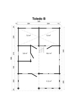 Makuuparvellinen höylähirsimökki Toledo B 58 m2 - Image 2