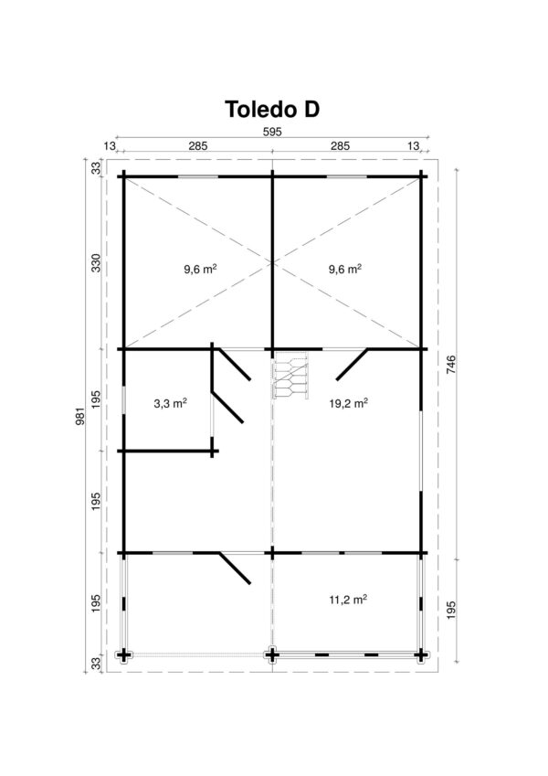 Makuuparvellinen höylähirsimökki Toledo D 70 m2 - Image 3