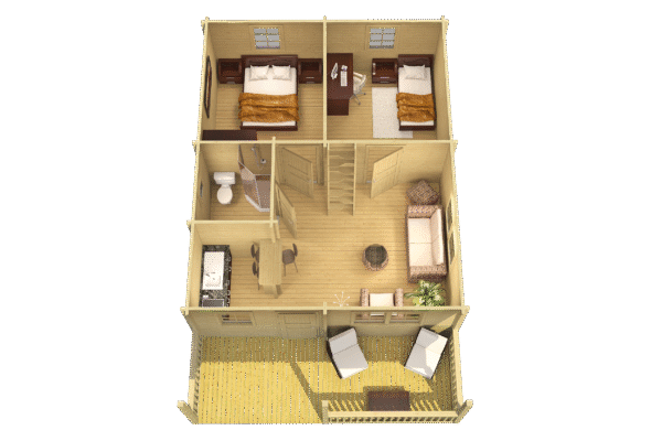 Makuuparvellinen höylähirsimökki Toledo D 70 m2 - Image 2