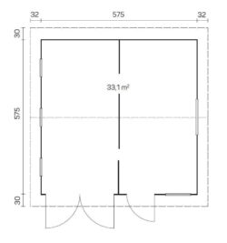Autotalli Mikkeli 70mm, ovi- ja ikkunat tuplalasilla - Image 2