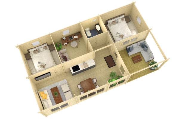 Hirsimökki Teide, ovi ja ikkunat kaksinkertaisilla laseilla - Image 3