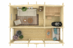 Valmis pihasauna Kiuru pukuhuoneella ja etuterassilla - Image 3