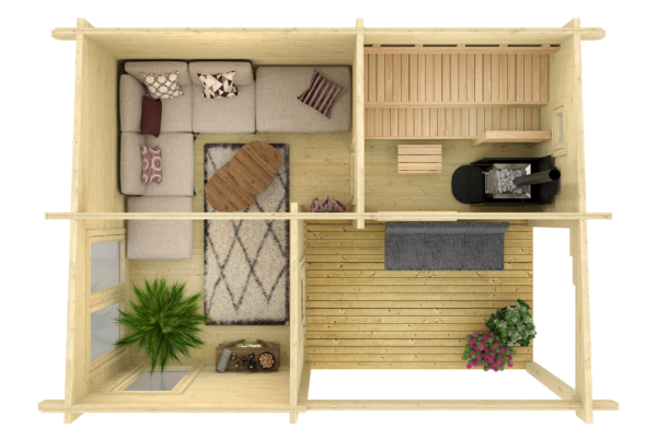 Pihasauna Koivula pukuhuoneella ja etuterassilla - Image 3