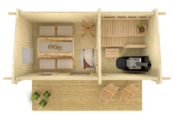 Valmis pihasauna Tahko pukuhuoneella ja etuterassilla - Image 3